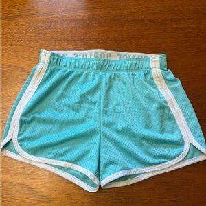 Justice girls Athletic Shorts in baby blue and White